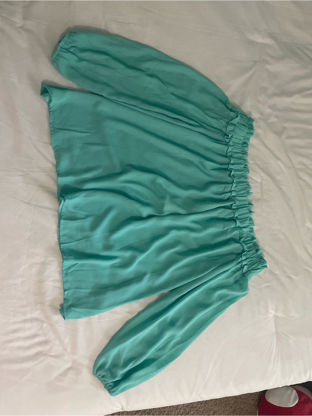 entro Aqua Teal Off-Shoulder Top